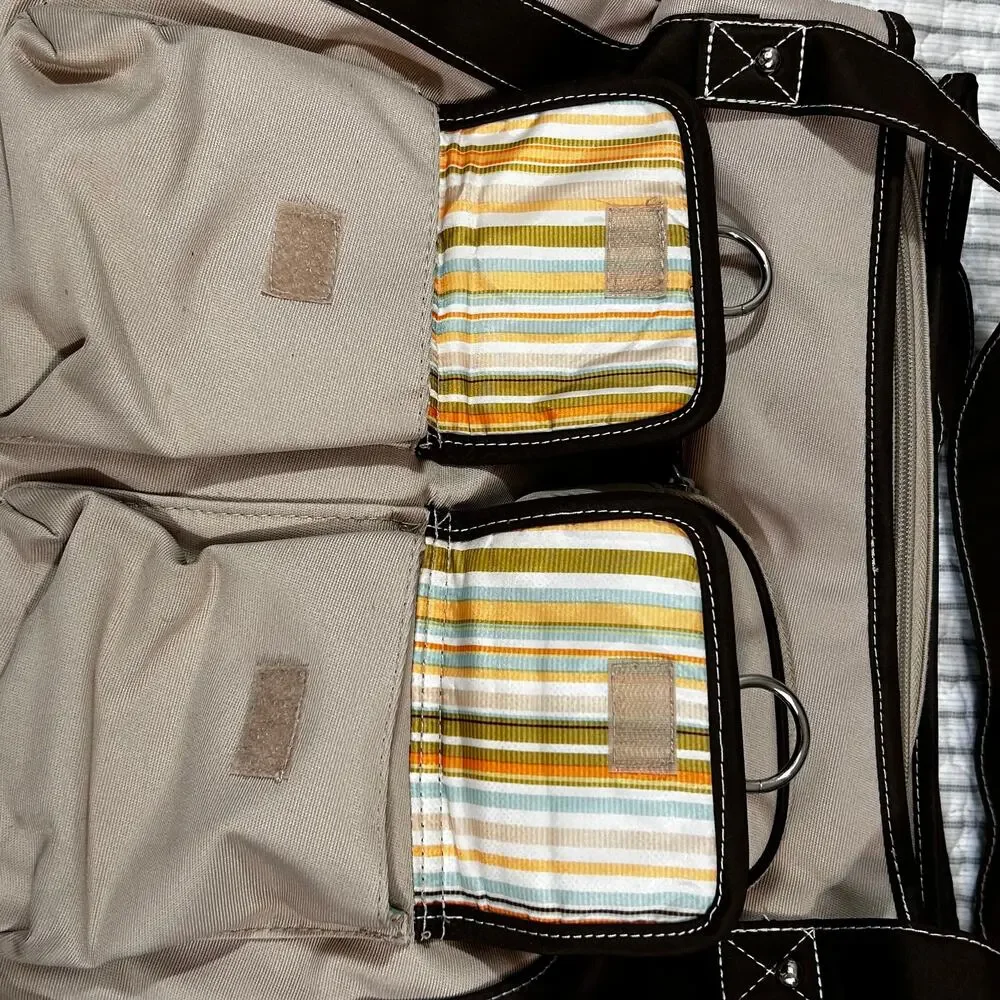 Carters Deluxe Tan Diaper Bag Canvas Includes Pad 16.5